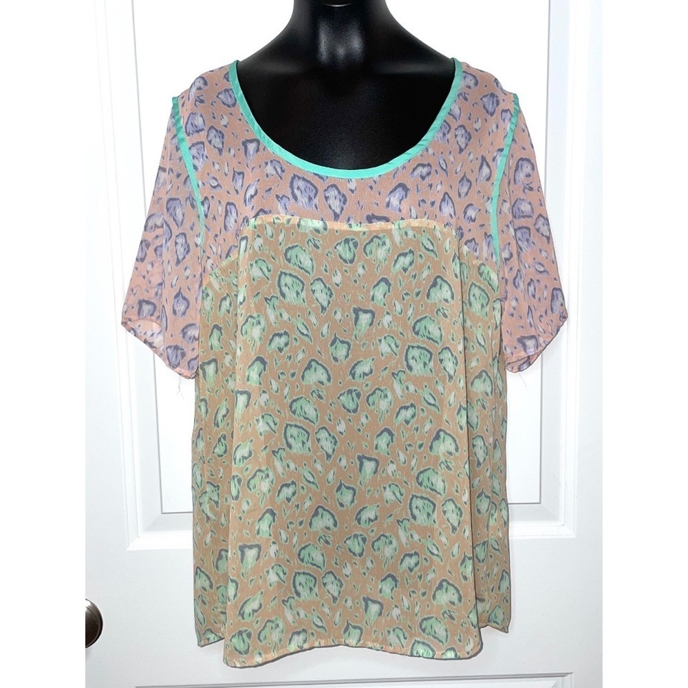 Pastel colorful leopard print blouse - Picture 1 of 4